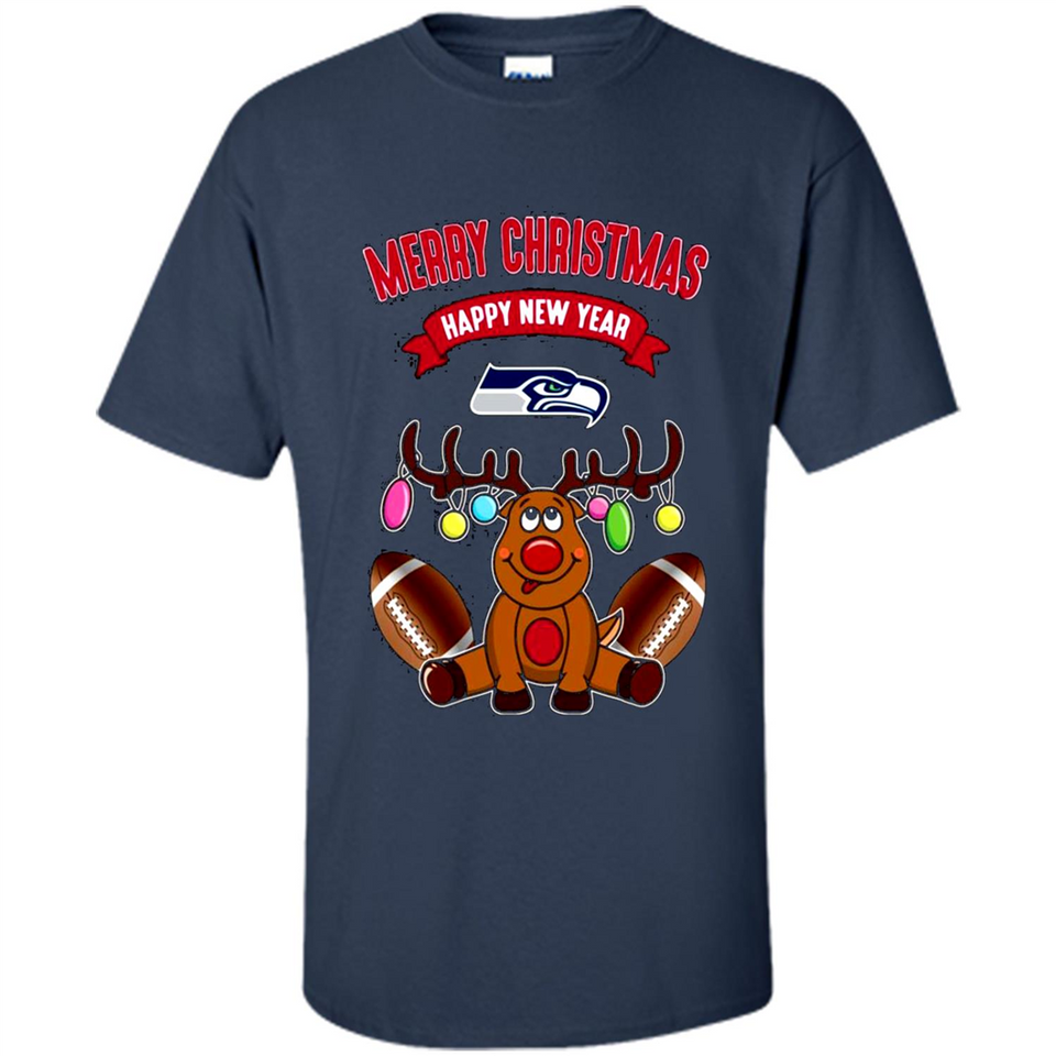 Seattle Seahawks NFL Reindeer Funny Merry Christmas And Happy New Year