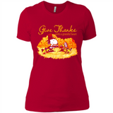 Snoopy Thanksgiving Give Thanks With A Grateful Heart - Ladies' Boyfriend T-Shirt