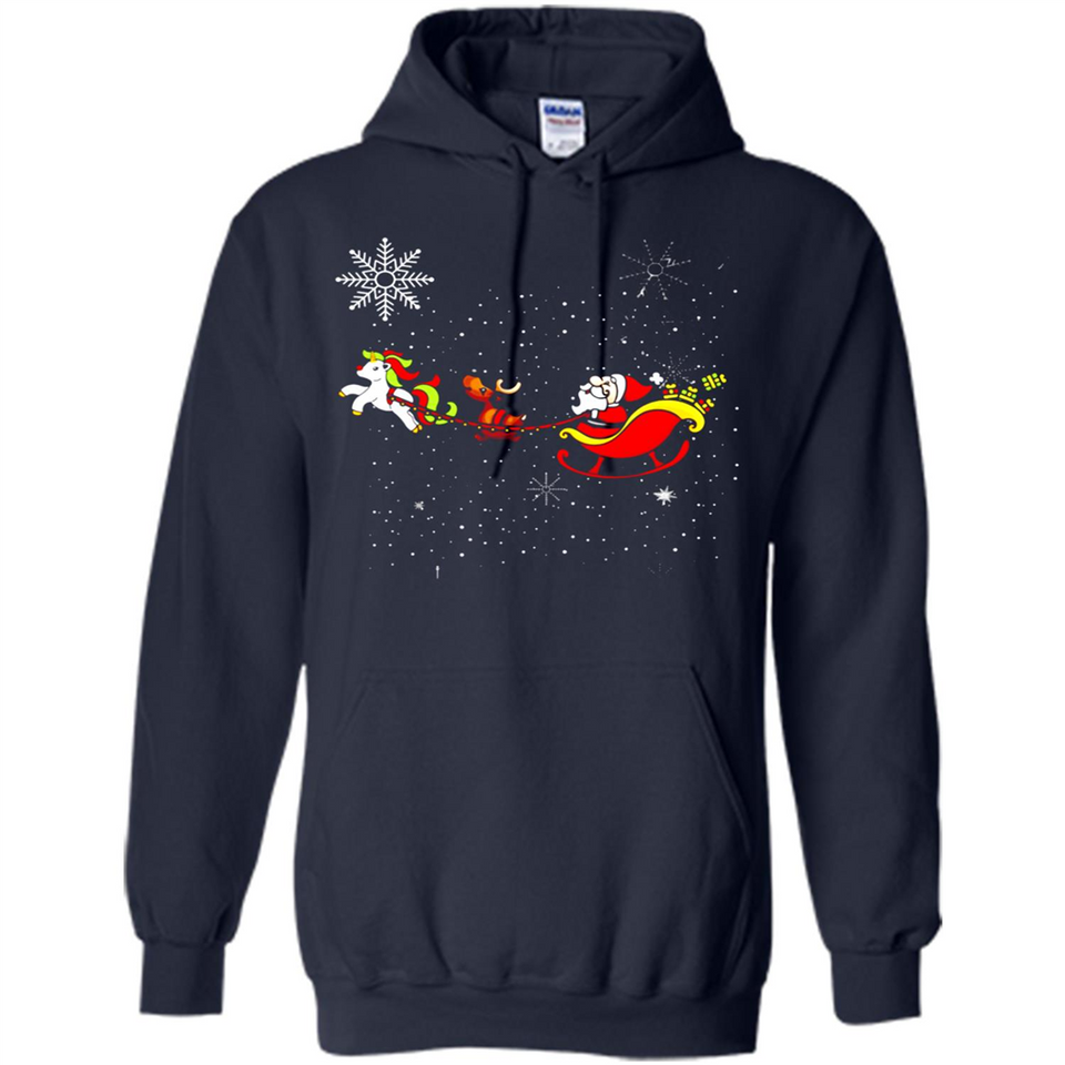 Christmas Unicorn Rudolph and Santa - Hoodie