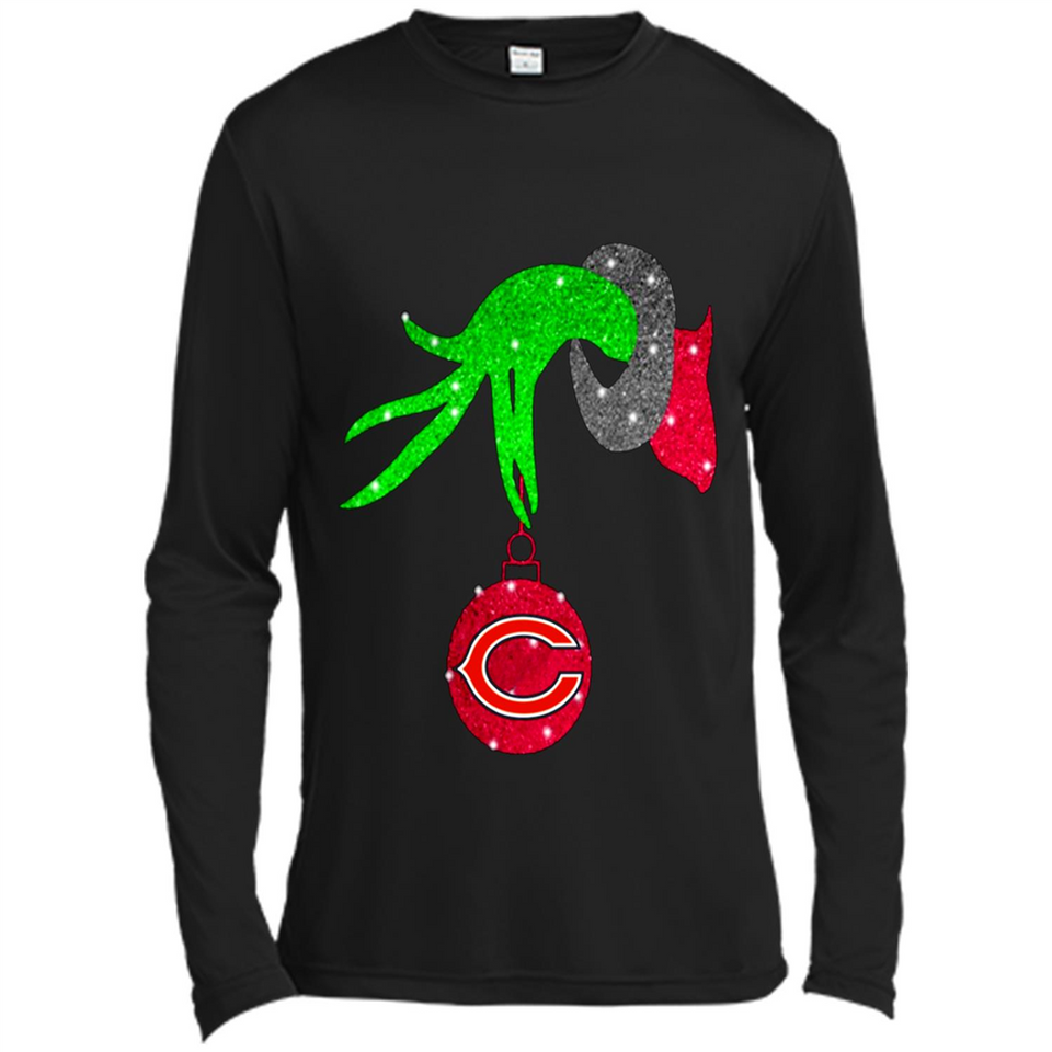 GRINCH HAND HOLDING CHICAGO BEARS GLITTER CHRISTMAS PINGPONG