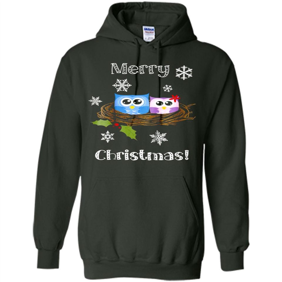 Cute Christmas Shirt Merry Christmas Snowflakes Owls Nest