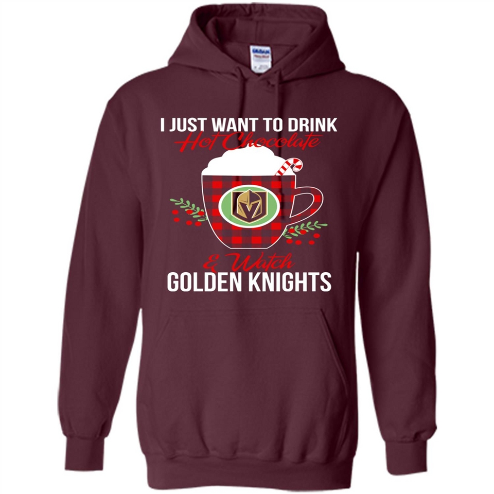 I Just Want To Drink Hot Chocolate & Watch Vegas Golden Knights Ugly Christmas Sweater PINGPONG