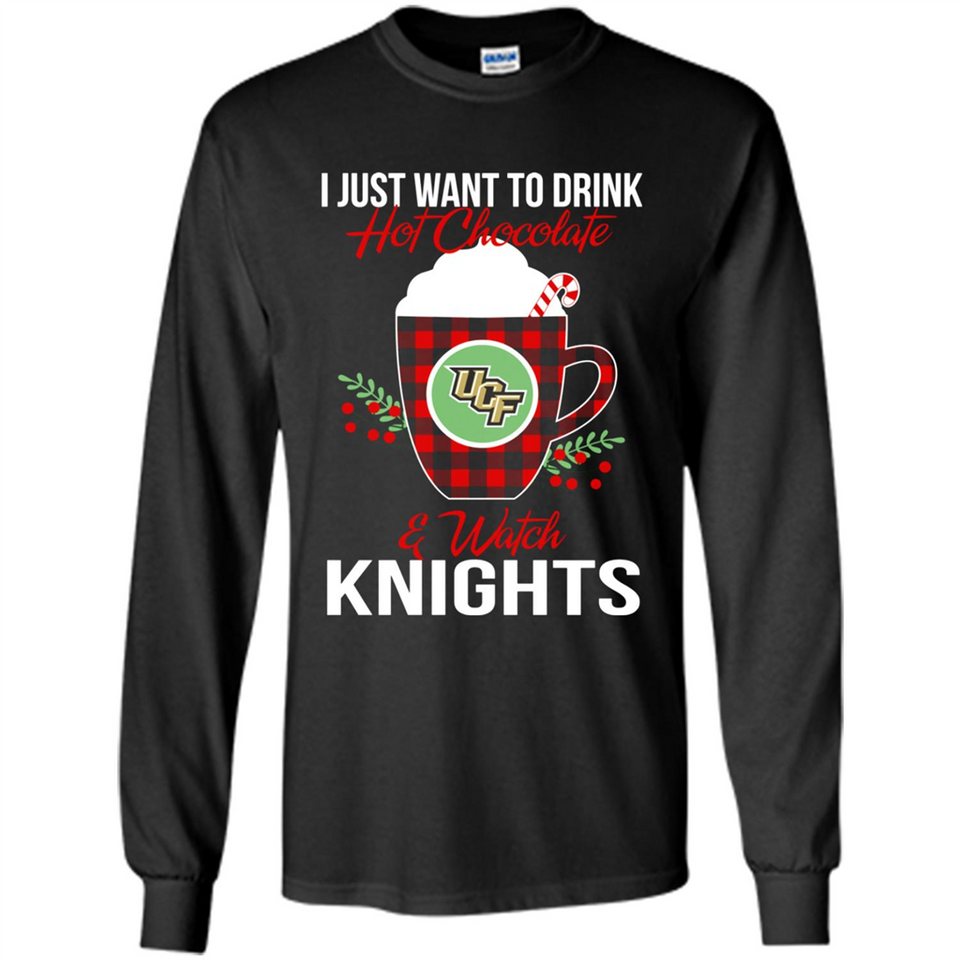 I Just Want To Drink Hot Chocolate & Watch UCF Knights Ugly Christmas Sweater PINGPONG