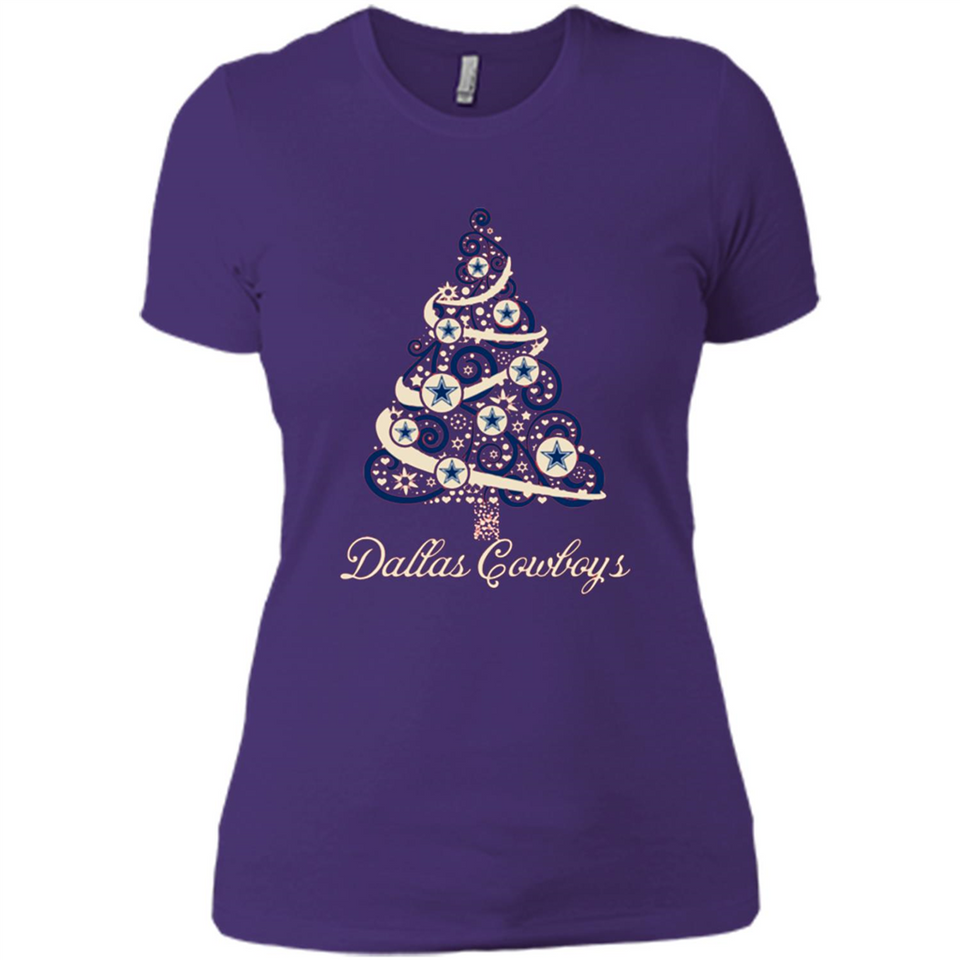 Dallas Cowboys NFL Football Team Logo Christmas Tree T-Shirt - Ladies' Boyfriend T-Shirt