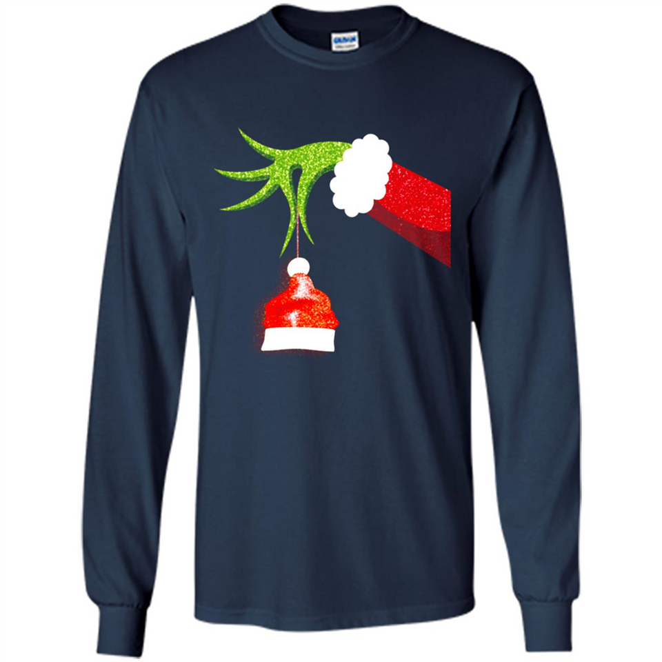 Funny Grinch Hand Holding Santa Hat Ornament Christmas PING PONG