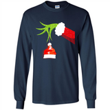 Funny Grinch Hand Holding Santa Hat Ornament Christmas PING PONG