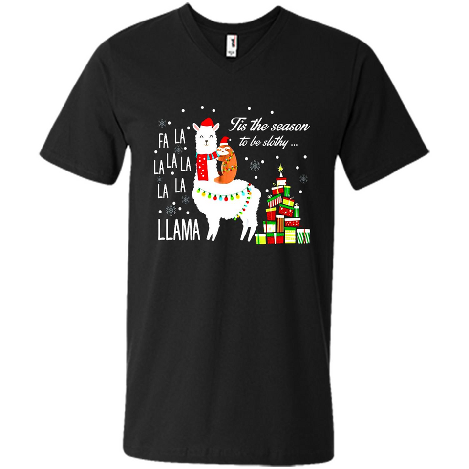 Llama Tis the season to be slothy Christmas sweatshirt PINGPONG - Men's V-Neck