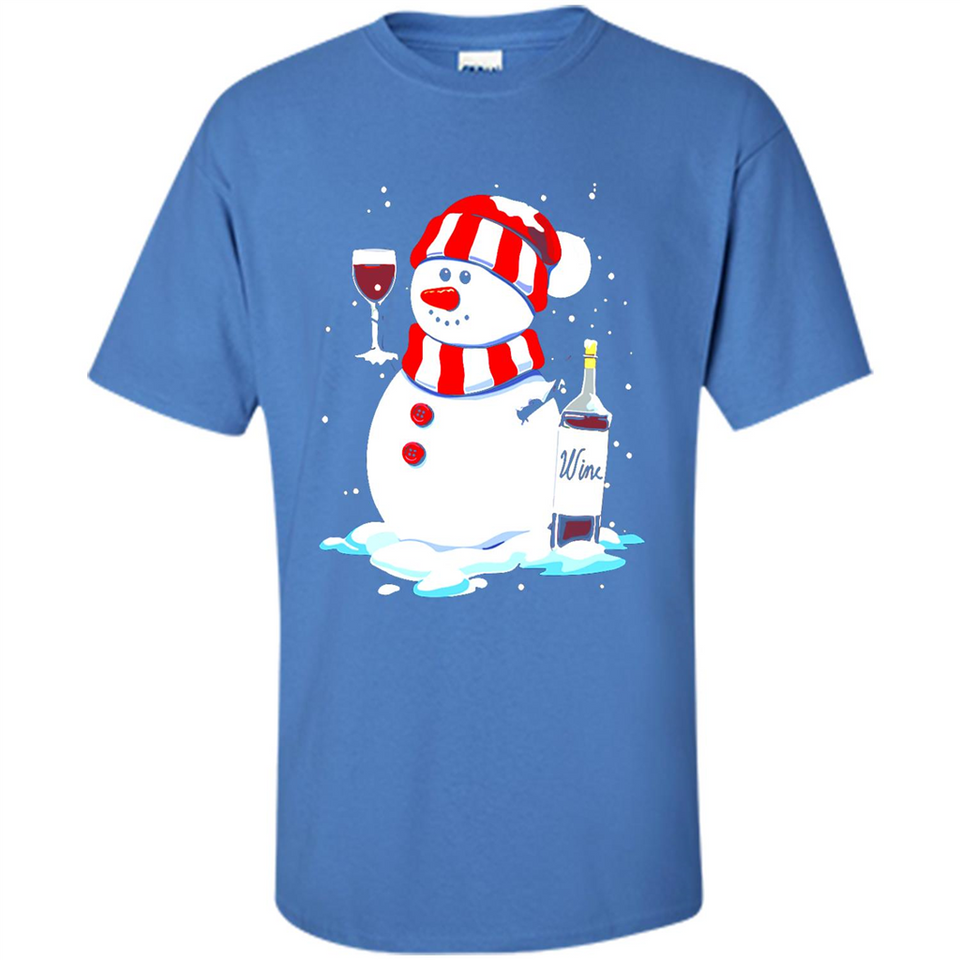 Cute Snowman drink Red Wine Christmas T-Shirt - Shirt
