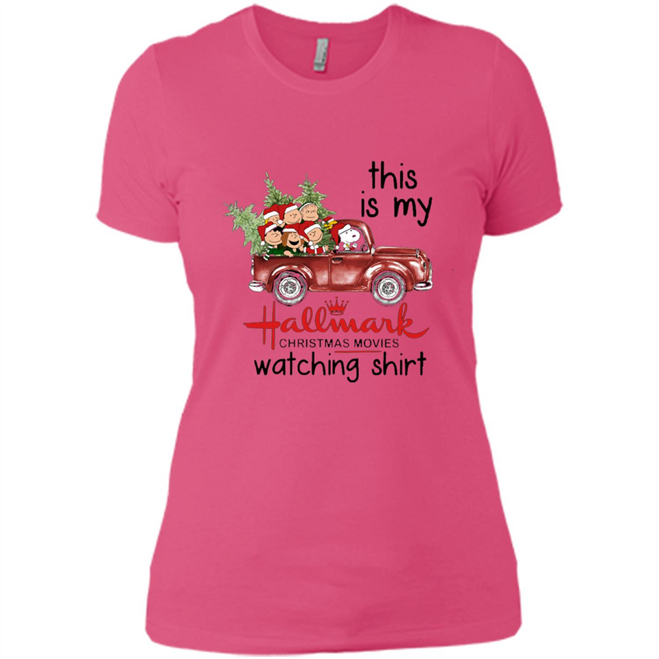 Snoopy This Is My Hallmark Christmas Movies Watching T-Shirt - Ladies' Boyfriend T-Shirt