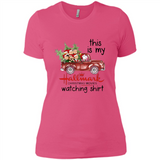 Snoopy This Is My Hallmark Christmas Movies Watching T-Shirt - Ladies' Boyfriend T-Shirt