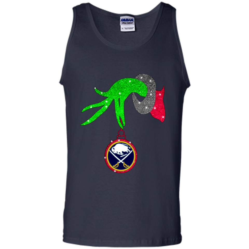 GRINCH HAND HOLDING BUFFALO SABRES GLITTER CHRISTMAS PINGPONG