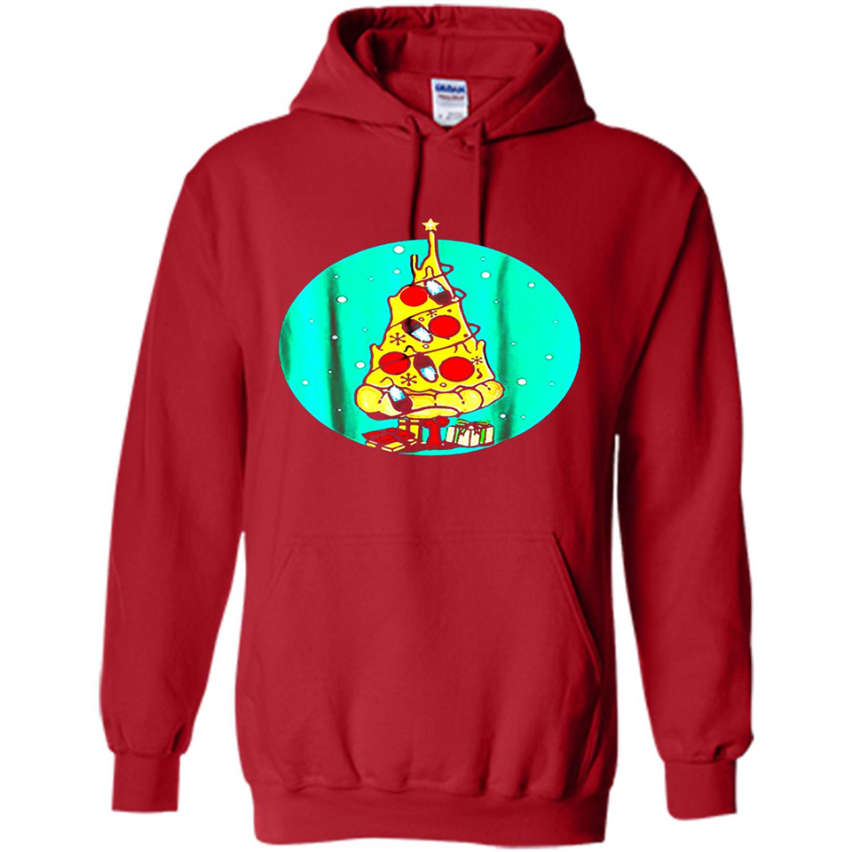 Funny Pizza Ugly Christmas Sweater Xmas Pizza Tree - Hoodie