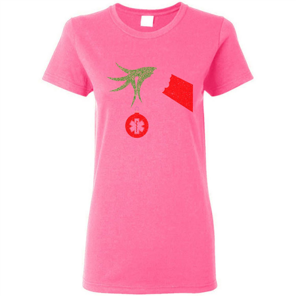 Funny Grinch Hand holding Doctor ornament Christmas Sporty T-Shirt - Ladies Short-Sleeve