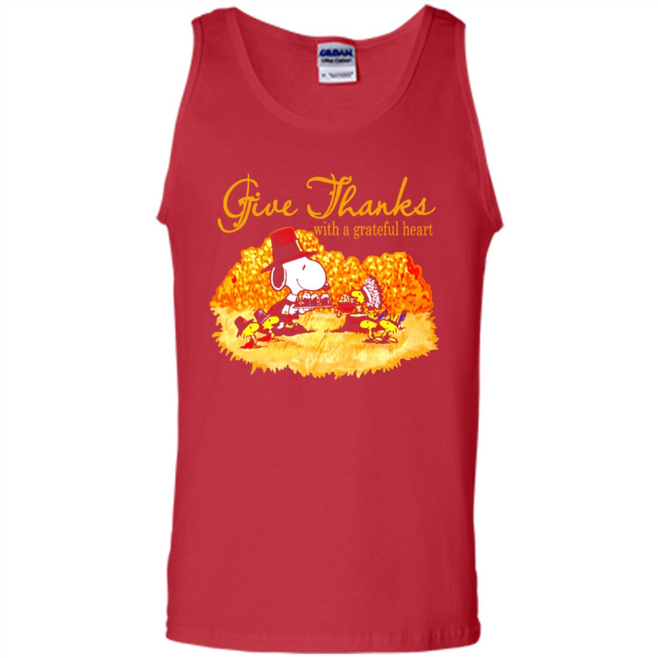 Snoopy Thanksgiving Give Thanks With A Grateful Heart - Tank Top