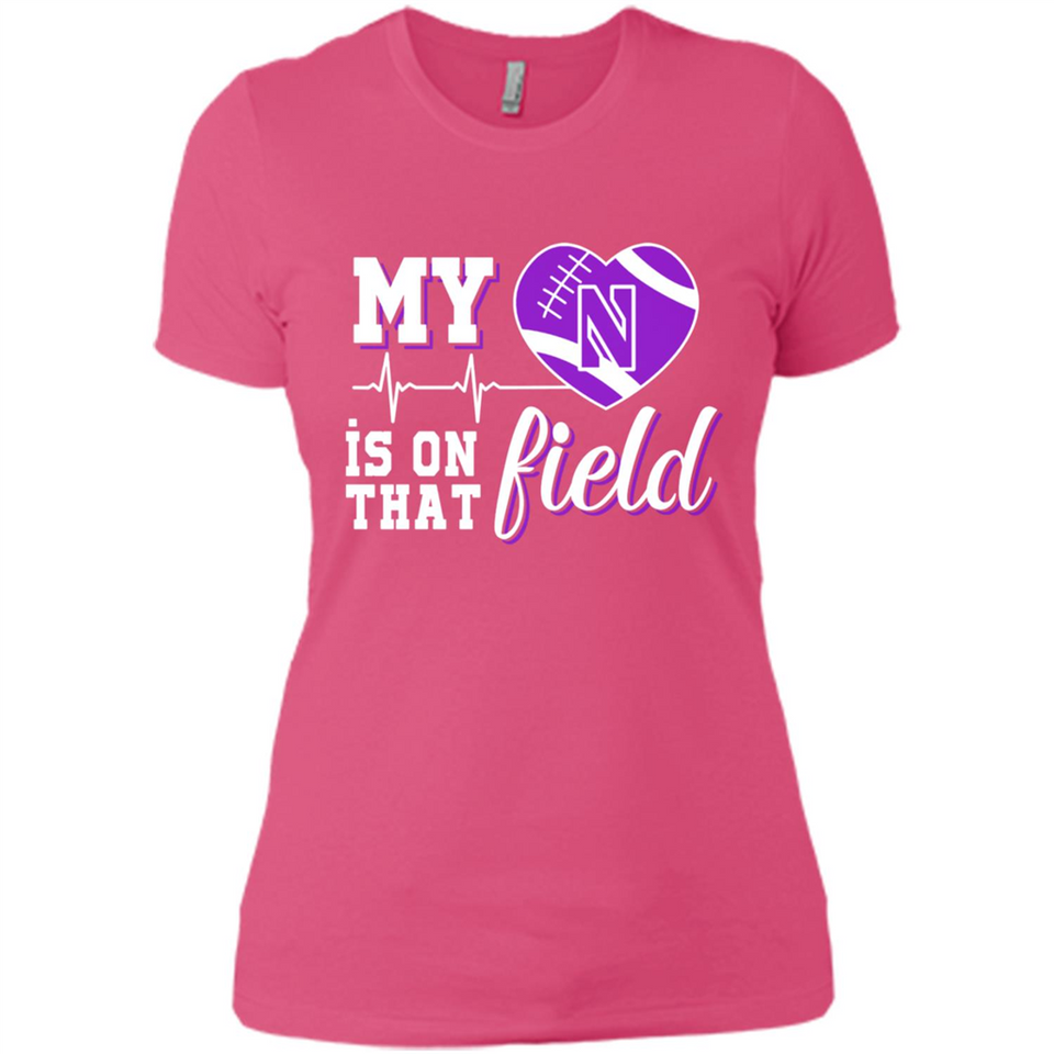 Northwestern Wildcats Football My Heart is on that Field - Ladies' Boyfriend T-Shirt