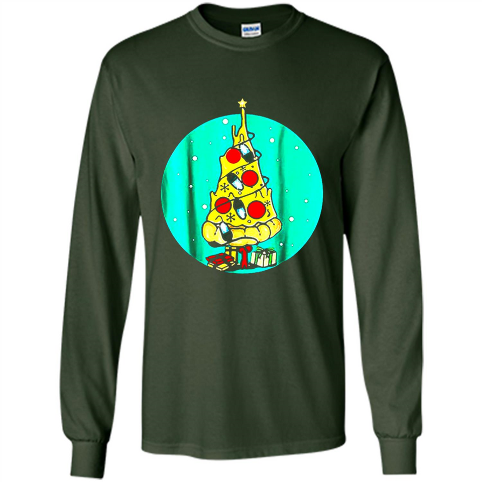 Funny Pizza Ugly Christmas Sweater Xmas Pizza Tree - Long Sleeve T-Shirt