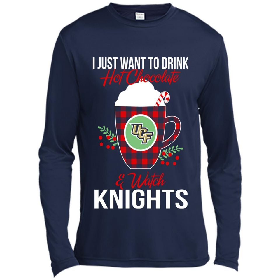 I Just Want To Drink Hot Chocolate & Watch UCF Knights Ugly Christmas Sweater PINGPONG
