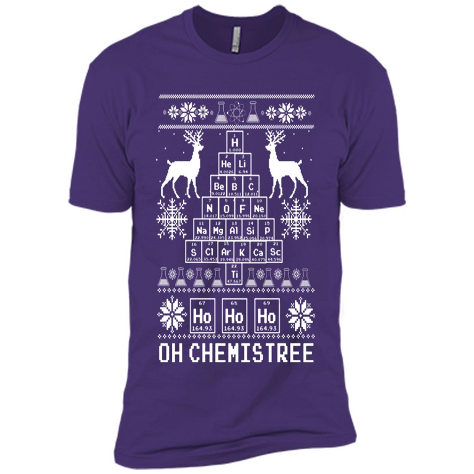 Oh Chemistry Tree Ugly Christmas Sweater - Premium Short Sleeve T-Shirt