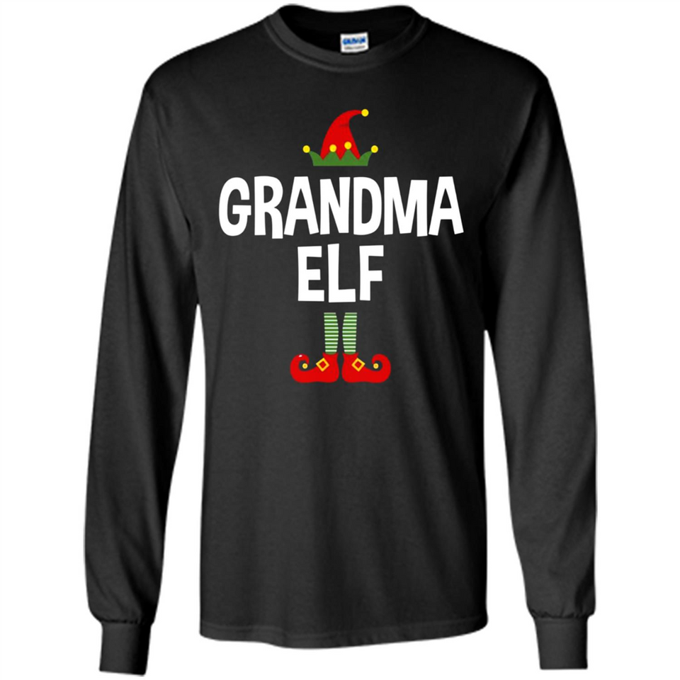Grandma Elf Shirt -Family Matching Christmas Pajamas - Long Sleeve T-Shirt