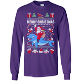 Ugly Christmas Santa Riding Dolphin - Long Sleeve T-Shirt