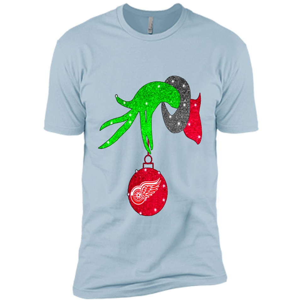 GRINCH HAND HOLDING DETROIT RED WINGS GLITTER CHRISTMAS PINGPONG
