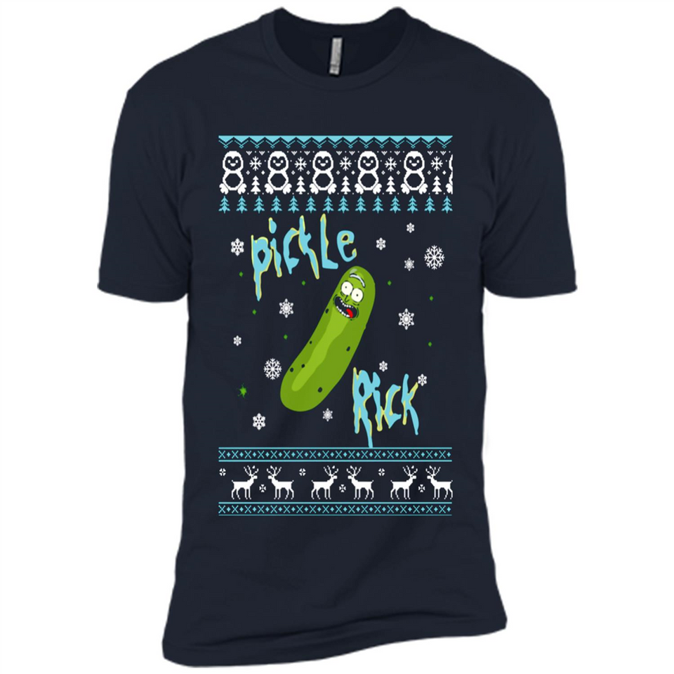 Rick and Morty Pickle Rick Ugly Christmas Sweater - Premium Short Sleeve T-Shirt