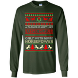 Funny Farmers Gift Ugly Santa Claus Horsepower - Long Sleeve T-Shirt
