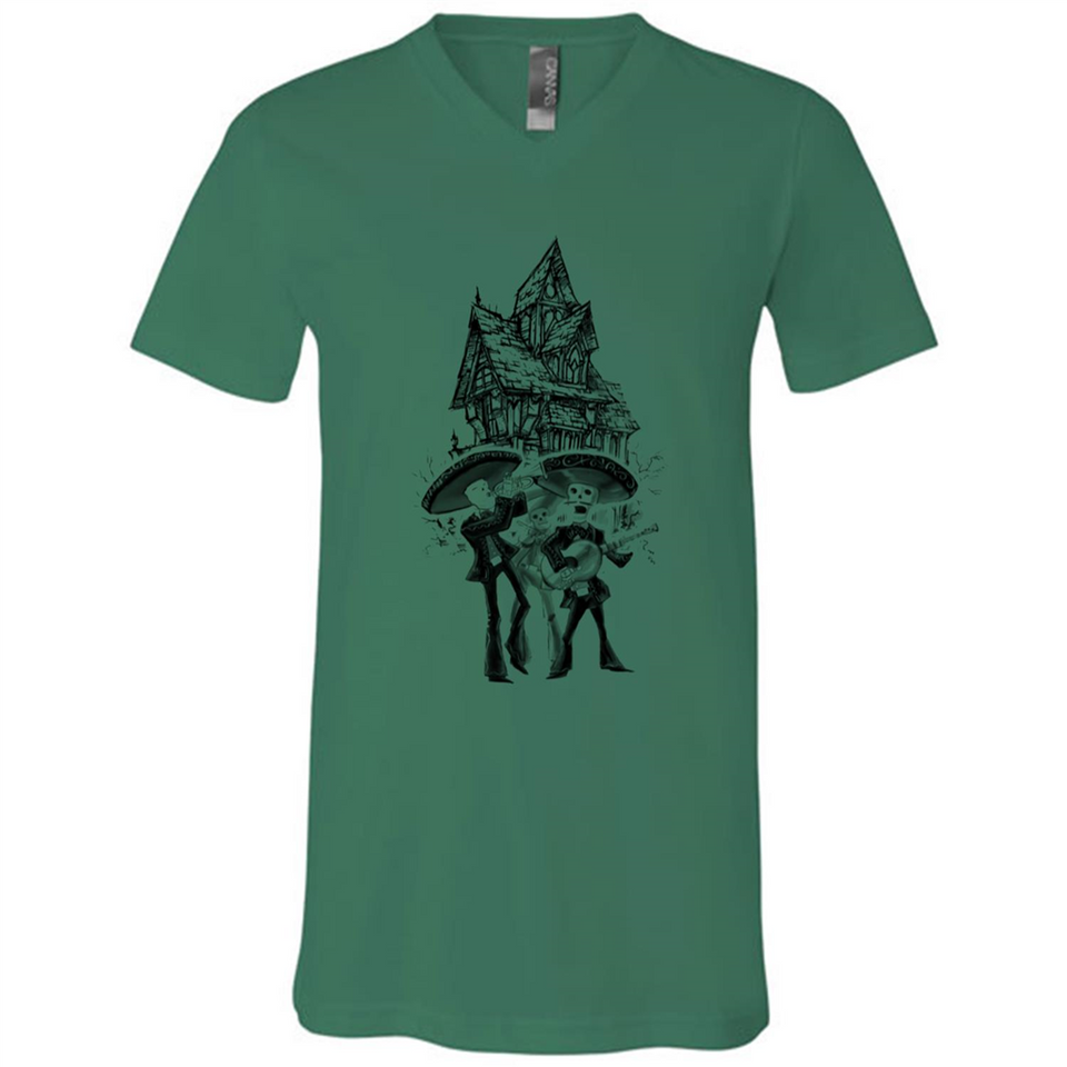 Mariachi Skeleton Shirt Dia De Los Muertos Tequila - Canvas Unisex V-Neck