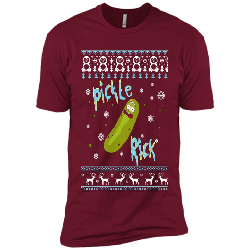 Rick and Morty Pickle Rick Ugly Christmas Sweater - Premium Short Sleeve T-Shirt