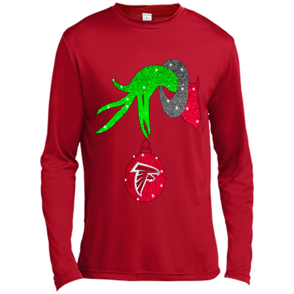 GRINCH HAND HOLDING ATLANTA FALCONS GLITTER CHRISTMAS PINGPONG