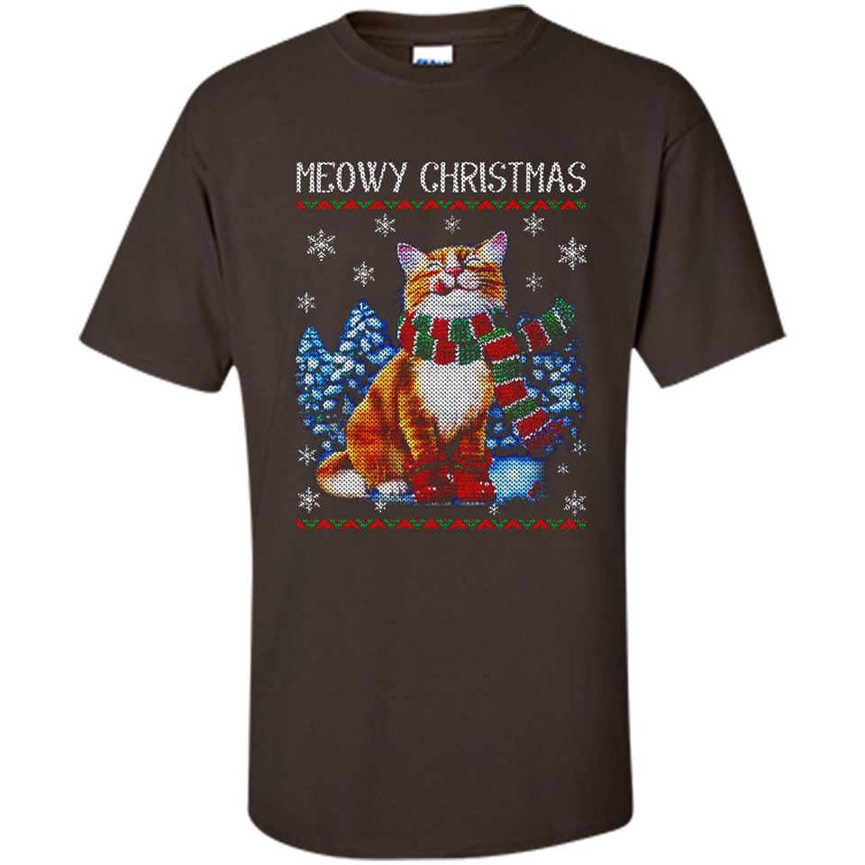 Christmas Ugly Sweater Cat With Christmas Meowy Chritstmas - Shirt