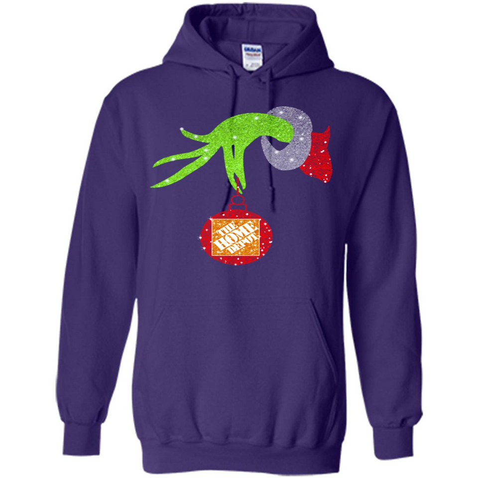 Grinch hand holding Logo HomeDepot Glitter Christmas - Hoodie