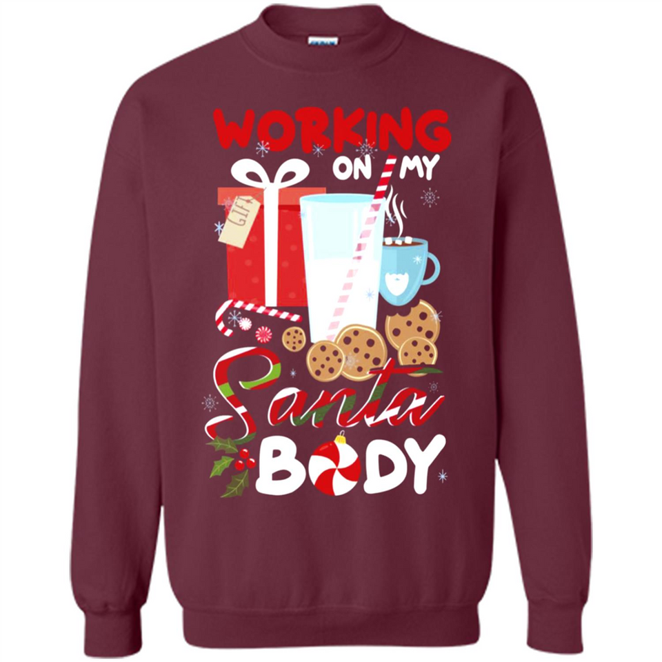 Working On My Santa Body Funny Christmas Gift Sleeve Xmas - Sweatshirt