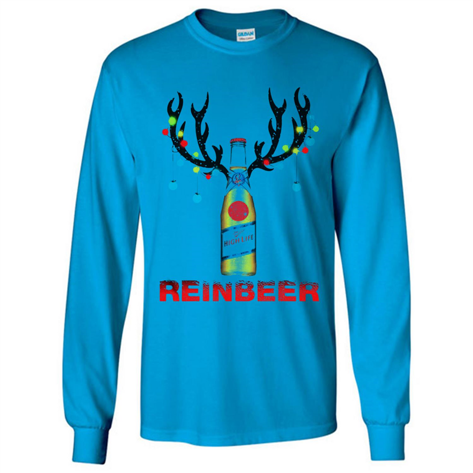 Miller High Life beer reinbeer Christmas - Long Sleeve T-Shirt