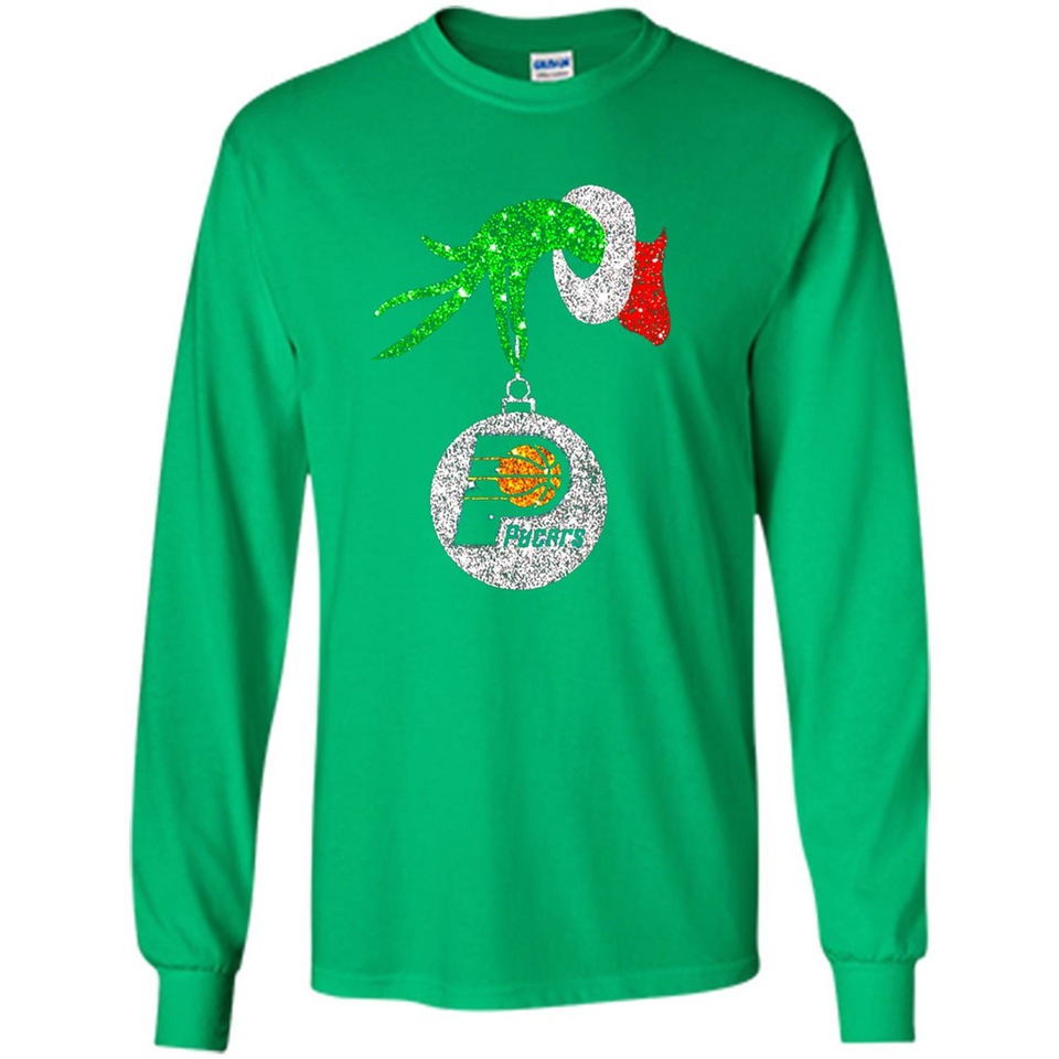 Amazing tee Indiana Pacers Glitter Grinch Monogram Ornament Christmas Gift - Long Sleeve T-Shirt