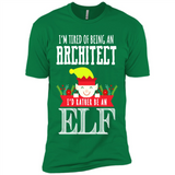 Tired Architect I'd Rather Be An Elf Christmas - Premium Short Sleeve T-Shirt