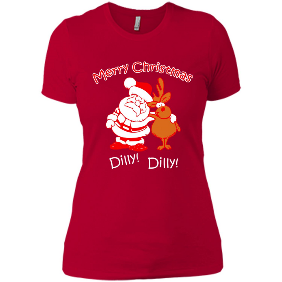 Christmas T-Shirt Santa And Reindeer Dilly Dilly - Ladies' Boyfriend T-Shirt