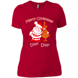 Christmas T-Shirt Santa And Reindeer Dilly Dilly - Ladies' Boyfriend T-Shirt
