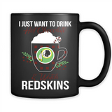 I Just Want To Drink Hot Chocolate & Watch Washington Redskins Ugly Christmas Sweater PINGPONG