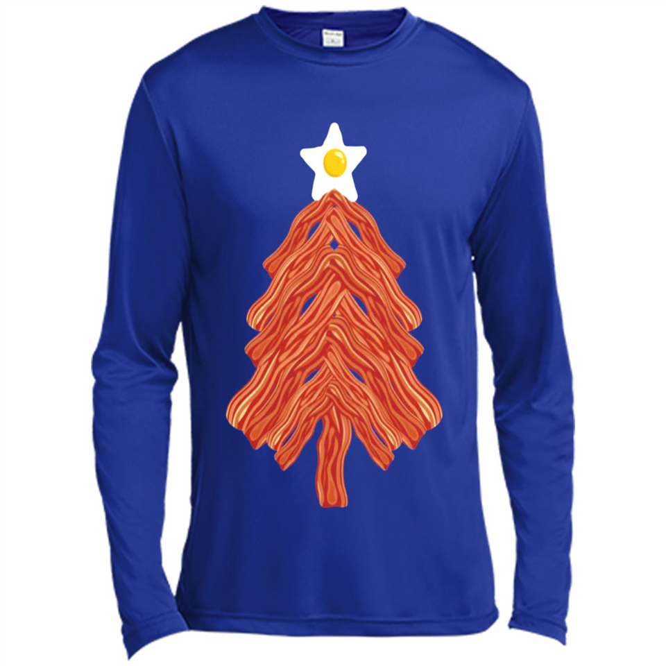 Bacon & Eggs Over Easy Fried Food Breakfast Xmas Tree Foodie - Canvas Long Sleeve T-Shirt