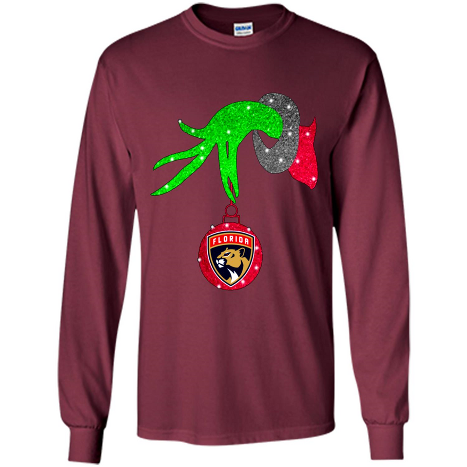 GRINCH HAND HOLDING FLORIDA PANTHERS GLITTER CHRISTMAS PINGPONG