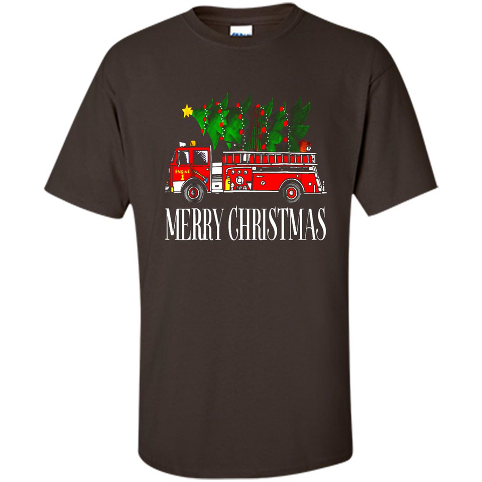 Firetruck Santa Sleigh Merry Christmas Firefighter - Shirt