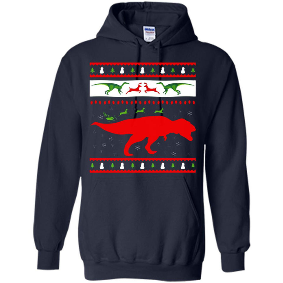 Dinosaur and Santa Clause Ugly Christmas Sweater - Hoodie