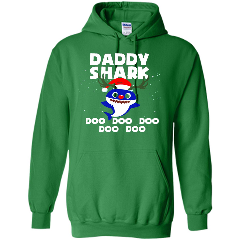 Daddy Shark Costume Reindeer Funny Christmas T-Shirt - Hoodie