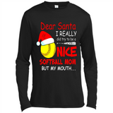 Dear Santa I Really Did Try To Be A Nice Softball Mom T-Shirt - Canvas Long Sleeve T-Shirt
