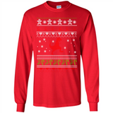Dinosaur and Santa Ugly Christmas Sweater - Long Sleeve T-Shirt