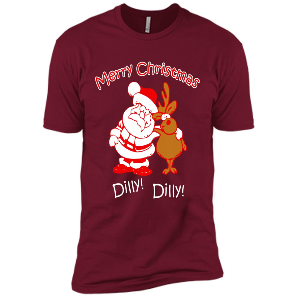 Christmas T-Shirt Santa And Reindeer Dilly Dilly - Premium Short Sleeve T-Shirt