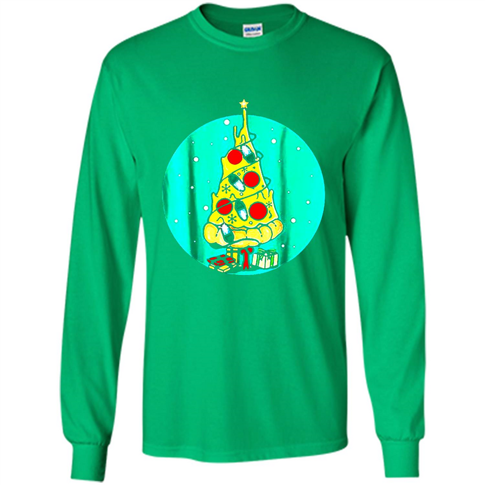 Funny Pizza Ugly Christmas Sweater Xmas Pizza Tree - Long Sleeve T-Shirt