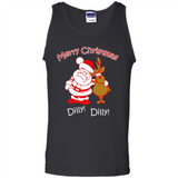 Christmas T-Shirt Santa And Reindeer Dilly Dilly - Tank Top