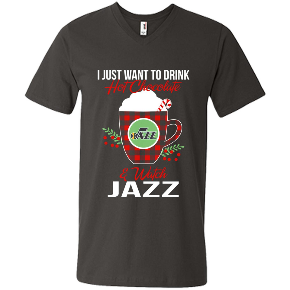 I Just Want To Drink Hot Chocolate & Watch Utah Jazz Ugly Christmas Sweater PINGPONG